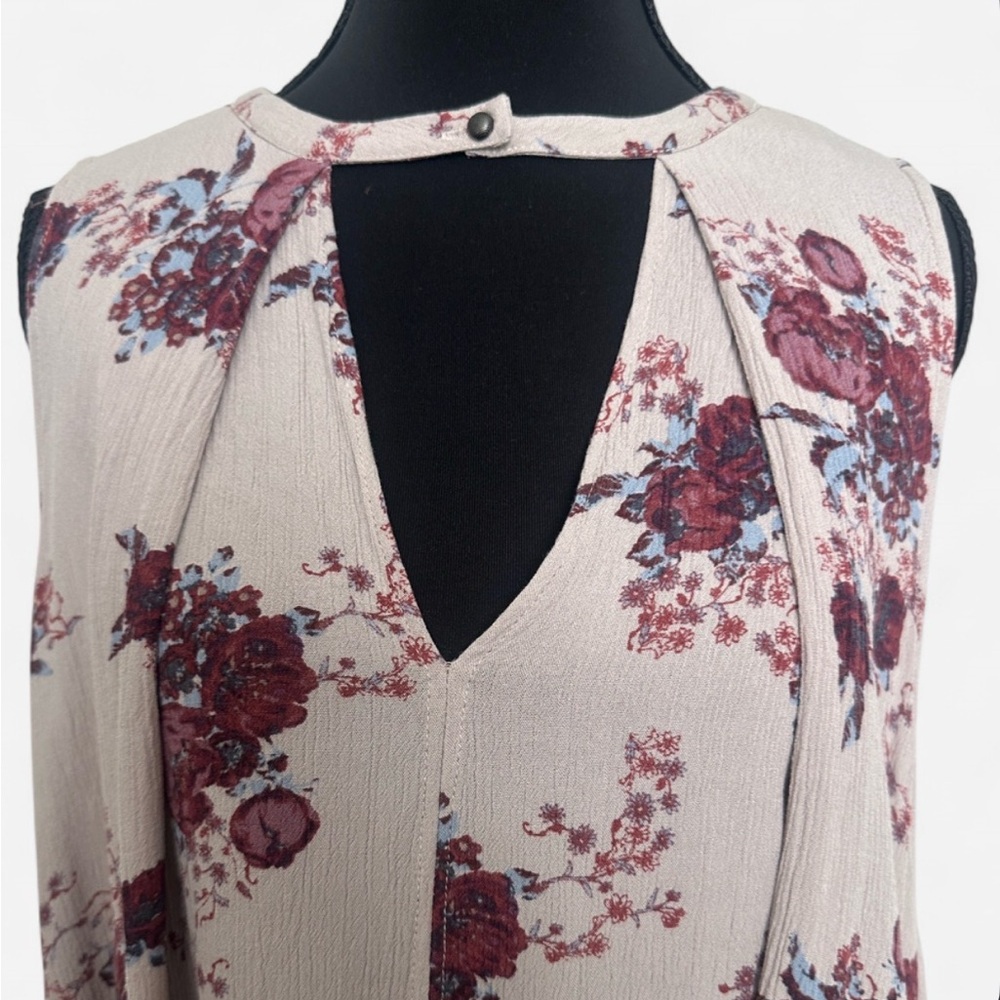 Free People Tree Swing Floral Tunic Dress High Low Keyhole Boho - Size S - Picture 4 of 6